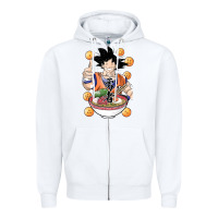 White Saiyan Ramen Zipper Hoodie - artisFamous