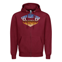 Burgundy NIGHT RANGER Music Zipper Hoodie - artisFamous