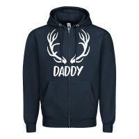 Navy Daddy Deer Zipper Hoodie - artisFamous