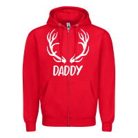 Red Daddy Deer Zipper Hoodie - artisFamous