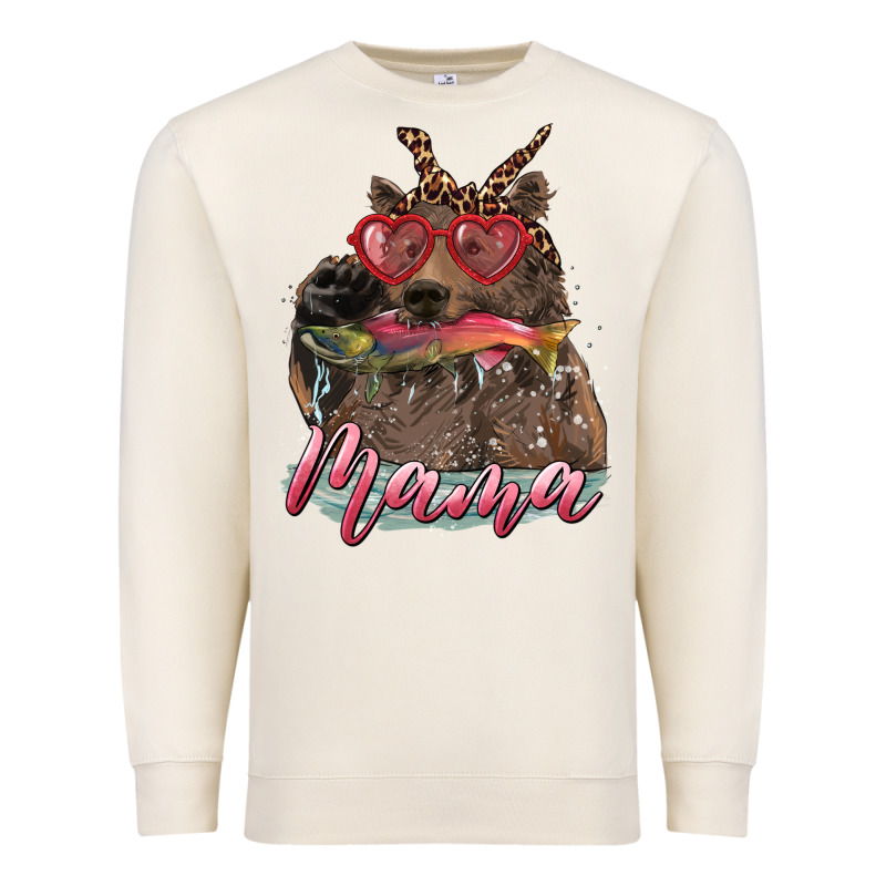 Mother's Day Glasses Leopard Bandana Mama Bear Hunting Fish Premium Sweatshirt by RanaPortraitStore | Teevron