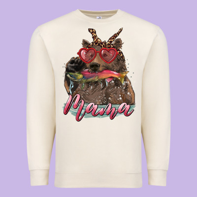 Mother's Day Glasses Leopard Bandana Mama Bear Hunting Fish Premium Sweatshirt Designed By Ranaportraitstore