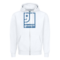 White GOODWILL Zipper Hoodie - artisFamous