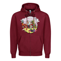 Burgundy wavves Zipper Hoodie - artisFamous