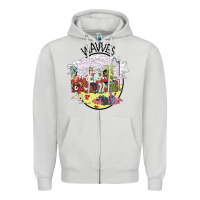 Dove Grey wavves Zipper Hoodie - artisFamous