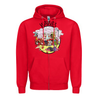 Red wavves Zipper Hoodie - artisFamous
