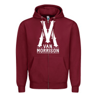 Burgundy Van Morrison Music Zipper Hoodie - artisFamous