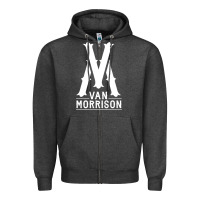 Charcoal Heather Van Morrison Music Zipper Hoodie - artisFamous