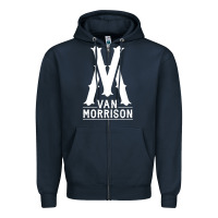 Navy Van Morrison Music Zipper Hoodie - artisFamous