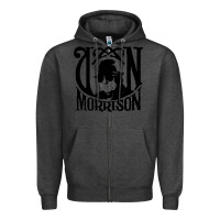 Charcoal Heather Van Morrison Music Zipper Hoodie - artisFamous