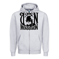 Heather Grey Van Morrison Music Zipper Hoodie - artisFamous