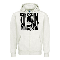 Oatmeal Heather Van Morrison Music Zipper Hoodie - artisFamous