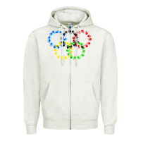 Oatmeal Heather winter olympics Zipper Hoodie - artisFamous