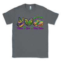 Charcoal Heather peace love mardi gras king cake Classic Tee - RanaPortraitStore