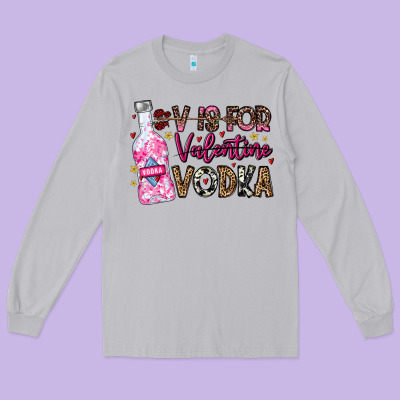 V Is For Valentine Vodka Long Sleeve Tee Designed By Cowhidedigitalart