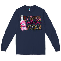 Navy V is For Valentine Vodka Long Sleeve Tee - CowhideDigitalArt