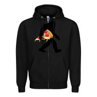 Black bigfoot carrying pizza Zipper Hoodie - artisFamous
