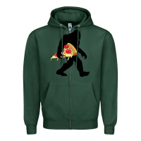 Sports Green bigfoot carrying pizza Zipper Hoodie - artisFamous