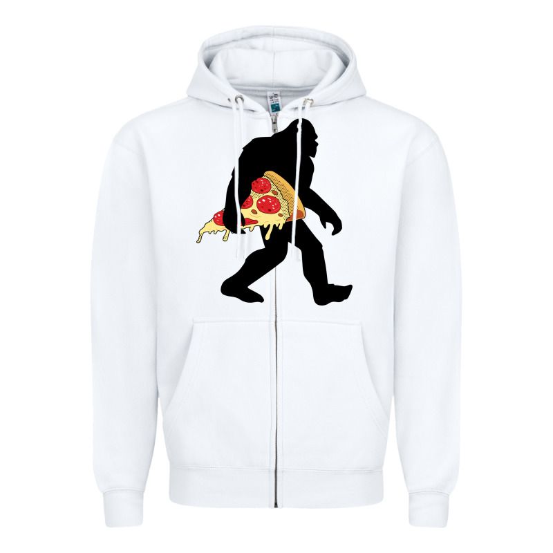 Bigfoot Carrying Pizza Zipper Hoodie by artisFamous | Teevron
