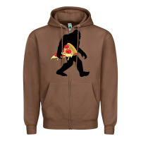 Chestnut bigfoot carrying pizza Zipper Hoodie - artisFamous