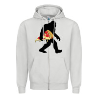Dove Grey bigfoot carrying pizza Zipper Hoodie - artisFamous