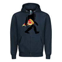Navy bigfoot carrying pizza Zipper Hoodie - artisFamous
