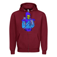 Burgundy skeletor's cat premium scoop csic las Zipper Hoodie - artisFamous