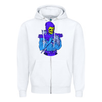 White skeletor's cat premium scoop csic las Zipper Hoodie - artisFamous