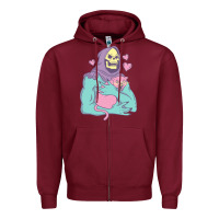 Burgundy skeletor's cat premium scoop classic Zipper Hoodie - artisFamous