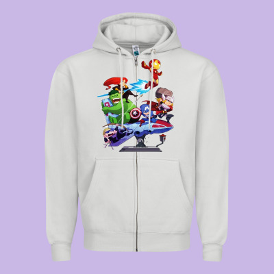 Superheroes Zipper Hoodie Designed By Artisfamous
