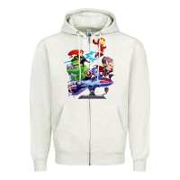 Oatmeal Heather superheroes Zipper Hoodie - artisFamous