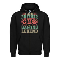 Black SON BROTHER GAMING LEGEND Zipper Hoodie - artisFamous