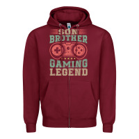 Burgundy SON BROTHER GAMING LEGEND Zipper Hoodie - artisFamous