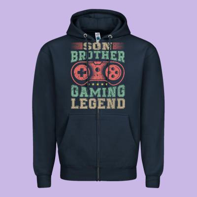 Son Brother Gaming Legend Zipper Hoodie Designed By Artisfamous