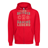 Red SON BROTHER GAMING LEGEND Zipper Hoodie - artisFamous