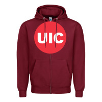 Burgundy UIC College Zipper Hoodie - artisFamous