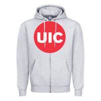 Heather Grey UIC College Zipper Hoodie - artisFamous