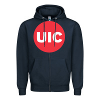 Navy UIC College Zipper Hoodie - artisFamous
