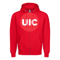 Red UIC College Zipper Hoodie - artisFamous