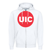 White UIC College Zipper Hoodie - artisFamous