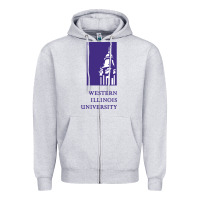 Heather Grey Western Illinois College Zipper Hoodie - artisFamous