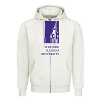 Oatmeal Heather Western Illinois College Zipper Hoodie - artisFamous