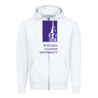 White Western Illinois College Zipper Hoodie - artisFamous