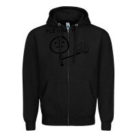 Black Plz Use It Text Graphic Zipper Hoodie - artisFamous