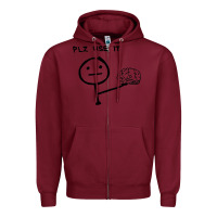 Burgundy Plz Use It Text Graphic Zipper Hoodie - artisFamous