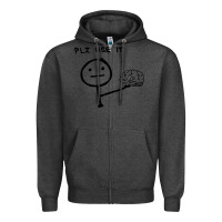 Charcoal Heather Plz Use It Text Graphic Zipper Hoodie - artisFamous
