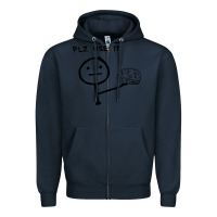 Navy Plz Use It Text Graphic Zipper Hoodie - artisFamous