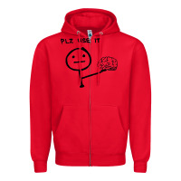 Red Plz Use It Text Graphic Zipper Hoodie - artisFamous
