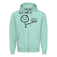 Seafoam Plz Use It Text Graphic Zipper Hoodie - artisFamous