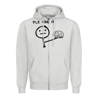 Dove Grey Plz Use It Text Graphic Zipper Hoodie - artisFamous